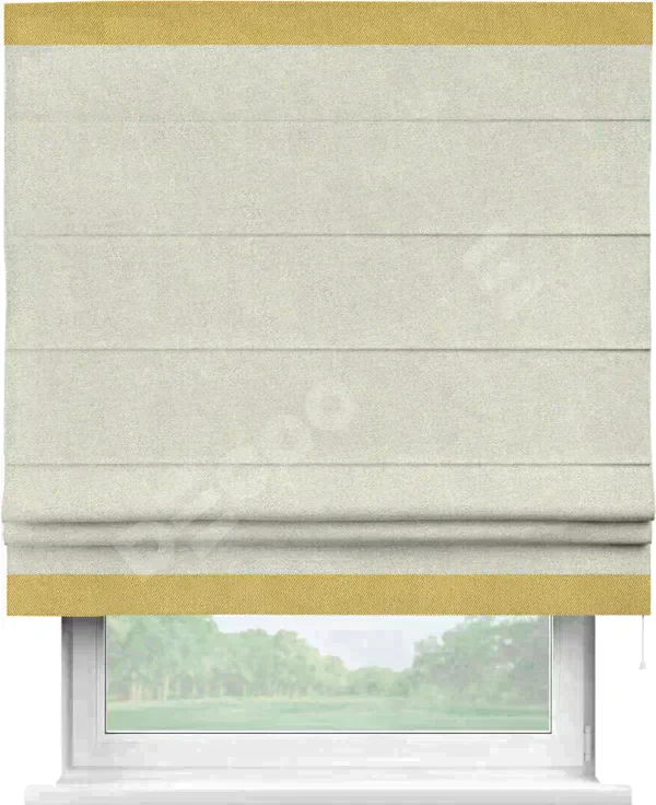 Римская штора «Кортин» с кантом Горизонт, для проема, ткань твид блэкаут, шампань