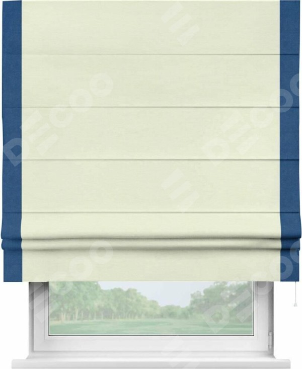 Римская штора «Кортин» с кантом Стрим Дуо, для проема, ткань вельвет молочный