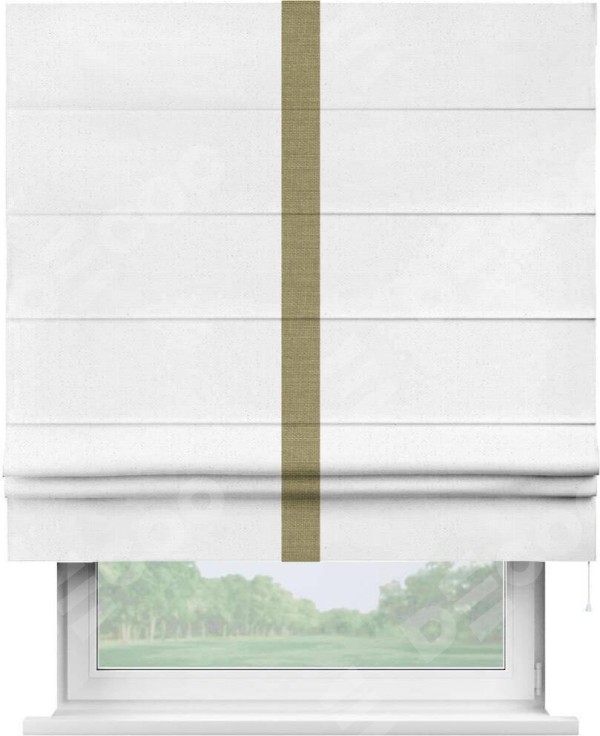 Римская штора «Кортин» с кантом Хайвэй, для проема, лён цвет белый