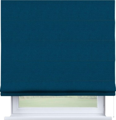 Римская штора «Кортин» для проема, ткань лён димаут, синий