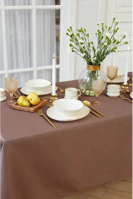 Скатерть "Этель" Elegance 150*110 +/-3см, цв.кофейный, пл. 192 г/м2, хл с ВГМО