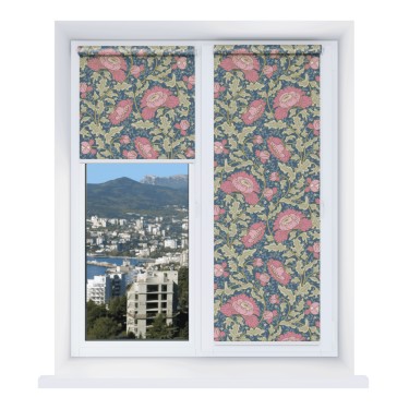 Рулонная штора Мини с принтом Розовые цветы