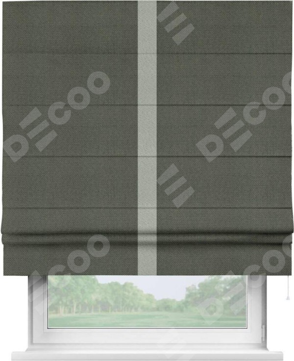 Римская штора «Кортин» с кантом Хайвэй, для проема, ткань лён димаут, графит