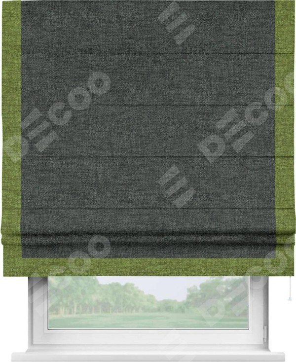 Римская штора «Кортин» с кантом Виктория, для проема, ткань рогожка димаут, графит