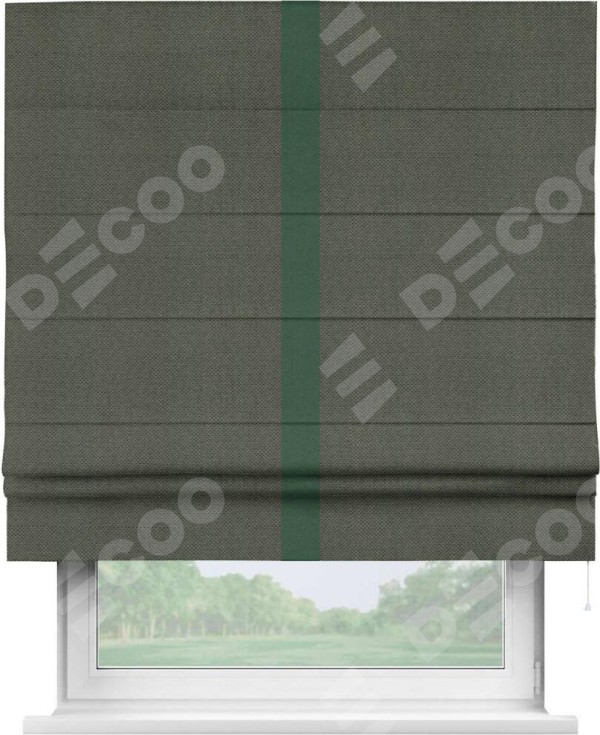 Римская штора «Кортин» с кантом Хайвэй, для проема, ткань лён димаут, графит