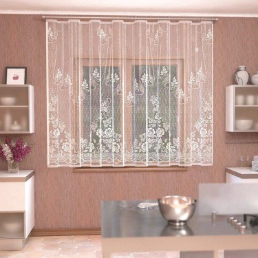 Штора кухонная 290х170 см, белый, 100% п/э, шторная лента