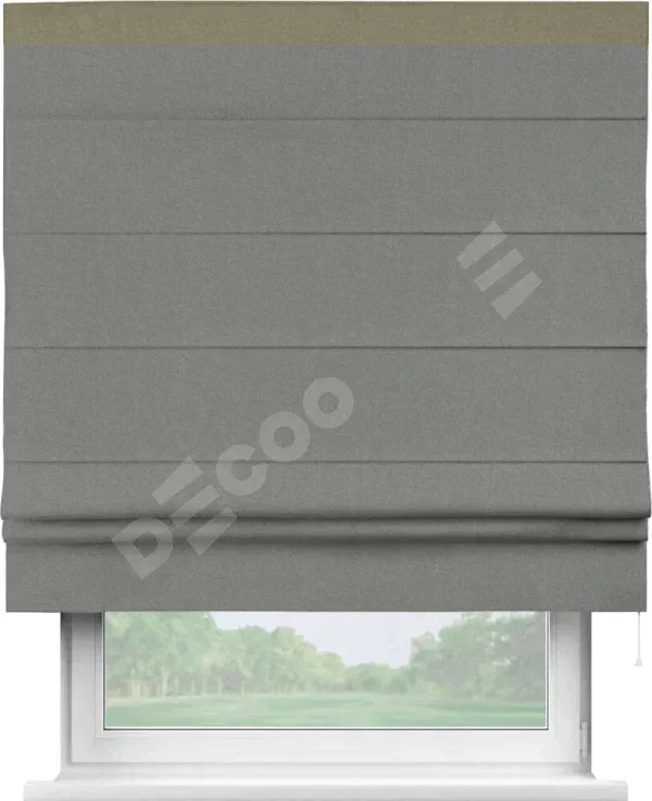 Римская штора «Кортин» с кантом Кинг, для проема, лён блэкаут серый