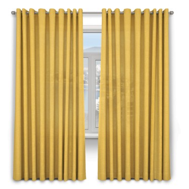 Комплект штор 2шт, ткань лён, цвет желтый, от 40 см