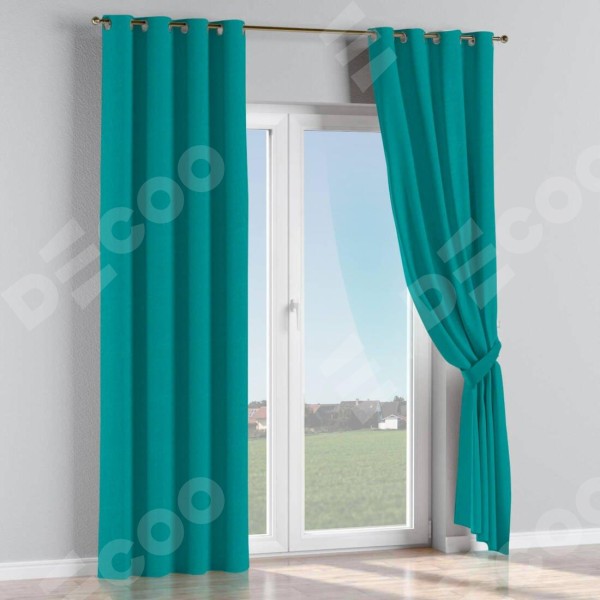 Комплект штор на люверсах лён димаут тёмно-бирюзовый