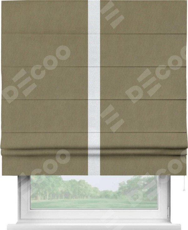 Римская штора «Кортин» с кантом Хайвэй, для проема, ткань блэкаут однотонный бежево-золотой