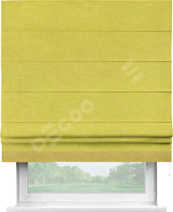 Римская штора «Кортин» с кантом Джестер, для проема, ткань лён салатовый