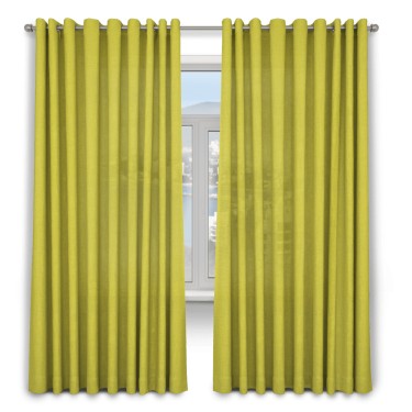 Шторы на люверсах ткань лён салатовый