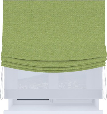 Римская штора «Кортин», день-ночь с мягкими складками, лён димаут салатовый