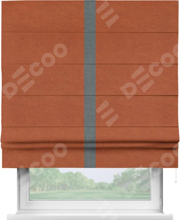 Римская штора «Кортин» с кантом Хайвэй, для проема, ткань вельвет терракотовый