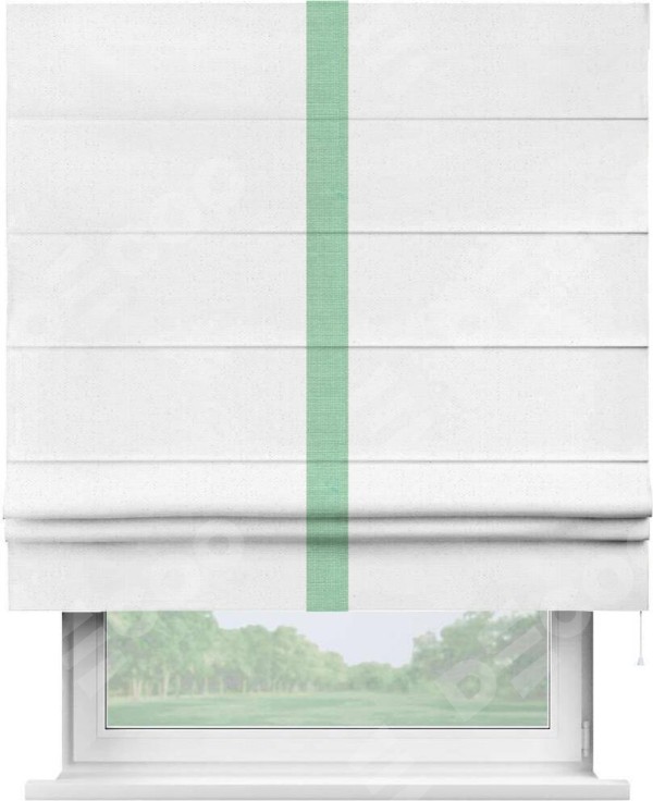 Римская штора «Кортин» с кантом Хайвэй, для проема, лён цвет белый
