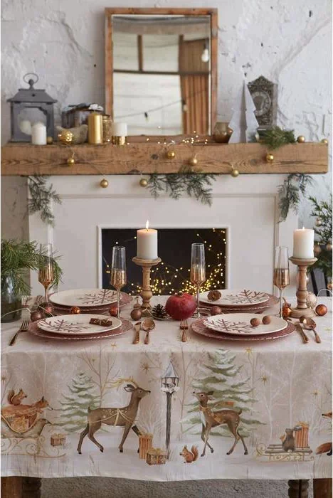 Набор столовый Этель "Christmas forest" скатерть 150*220 +/-3см с ГМВО, салф.40х40см - 12шт,