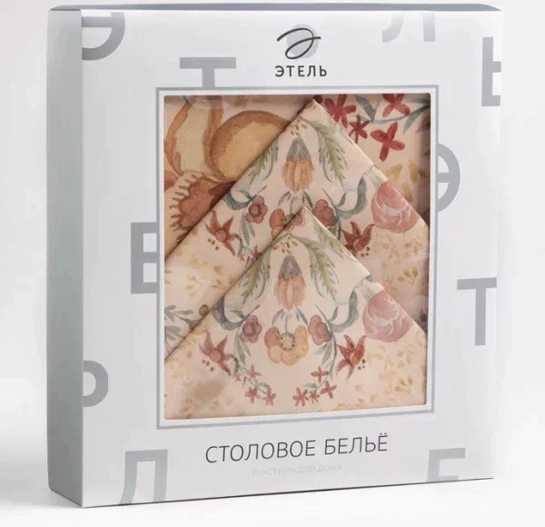 Набор столовый "Этель" Floral pattern скатерть 147*219 +/-2см с ГМВО, салф. 40х40 см - 12 шт