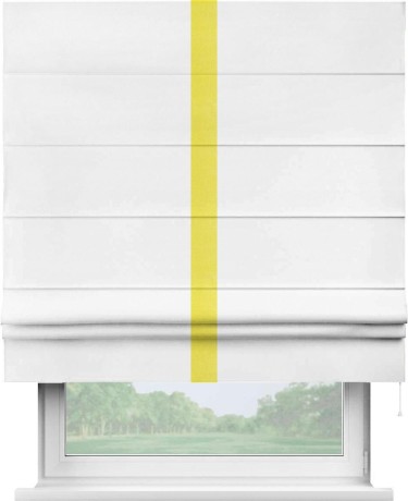 Римская штора «Кортин» с кантом Хайвэй, для проема, ткань вельвет белый