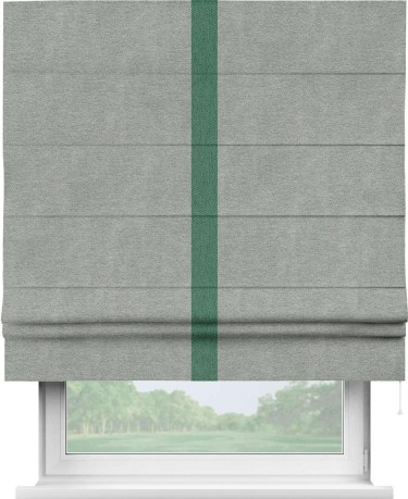 Римская штора «Кортин» с кантом Хайвэй, для проема, ткань твид блэкаут, светло-серый