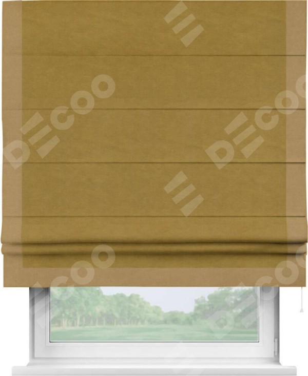 Римская штора «Кортин» с кантом Виктория, для проема, ткань вельвет светло-коричневый