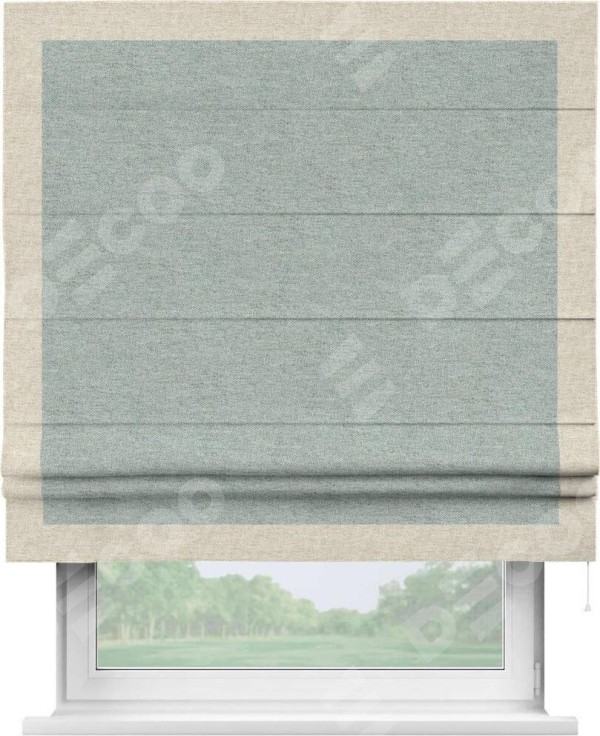 Римская штора «Кортин» с кантом Чесс, для проема, ткань стиф димаут светло-серый